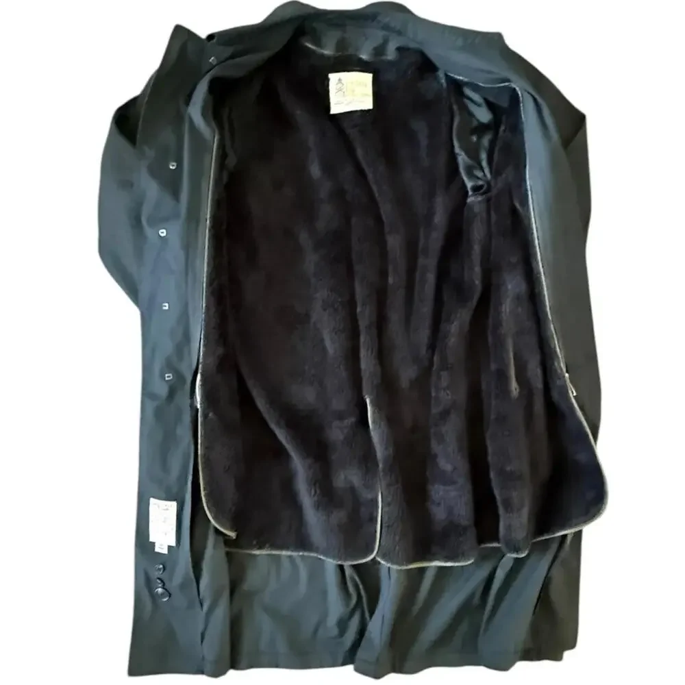 Vintage London Fog Wamsutta Black Trench Coat 46R – Removable Faux Fur USA - Picture 5 of 8